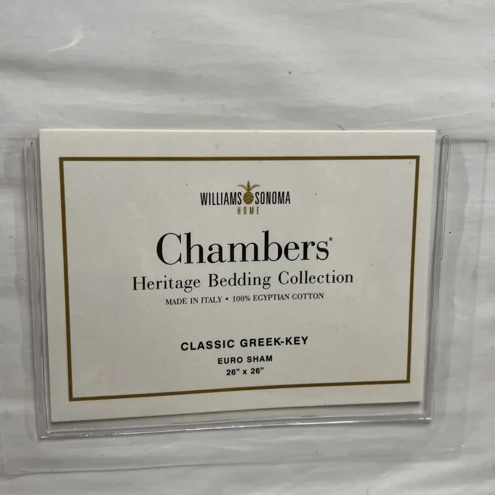 Williams Sonoma Chambers Heritage Bedding Cotton Classic Greek-Key Euro Sham 26”